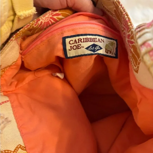 Caribbean Joe Pink and Tan Floral Shoulder Bag - Picture 5 of 7